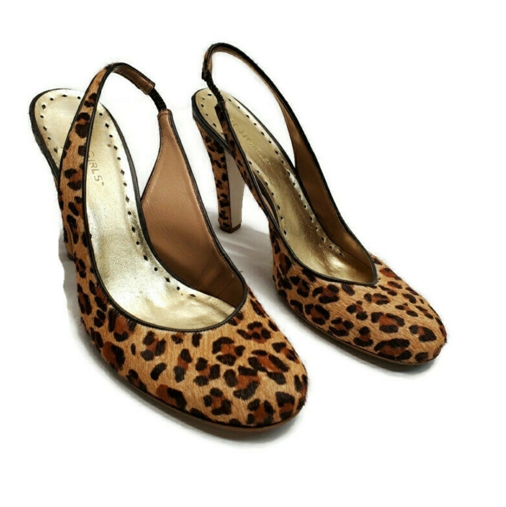 BCBGirl leopard print sling back heels